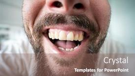  Presentation with extreme - Presentation theme having extreme-close-up-portrait background and a violet colored foreground