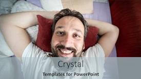  Presentation with extreme - Amazing PPT theme having extreme-close-up-portrait backdrop and a light blue colored foreground