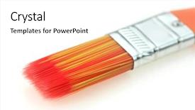  Presentation with paint brush - Slide deck with background orange p - extreme closeu p shot background and a white colored foreground