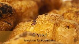  Presentation with croissant - PPT theme consisting of extreme closeup of a delicious chocolate croissant background and a gold colored foreground