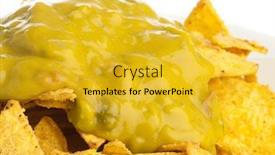  Presentation with nachos - Audience pleasing PPT theme consisting of extreme closeup of nachos plate on white background backdrop and a gold colored foreground
