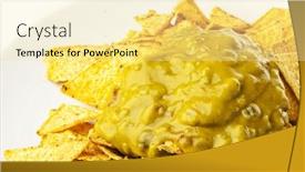  Presentation with nachos - Amazing PPT layouts having extreme closeup of nachos plate on white background backdrop and a blonde colored foreground