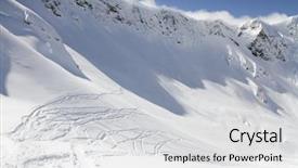  Presentation with tracks - Slide deck having extreme freeride tracks on a mountain slope background and a light gray colored foreground