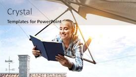  Presentation with glider - Beautiful presentation design featuring extreme hang glider mixed media backdrop and a coral colored foreground