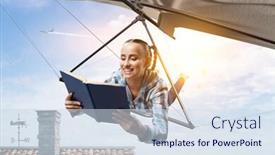  Presentation with glider - PPT theme having extreme hang glider mixed media background and a sky blue colored foreground
