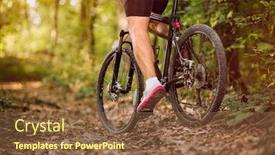  Presentation with mountain bike - Slide set consisting of extreme-mountain-bike-man-riding background and a tawny brown colored foreground