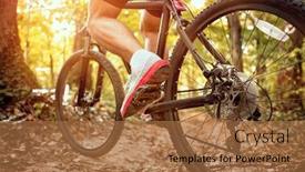  Presentation with mountain bike - Cool new PPT layouts with extreme-mountain-bike-sport-athlete backdrop and a coral colored foreground