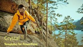  Presentation with hiking mountain - Slide deck consisting of extreme-sport-a-tourist-mountaineer background and a tawny brown colored foreground