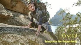  Presentation with hiking mountain - Theme enhanced with extreme-sport-a-tourist-mountaineer background and a violet colored foreground