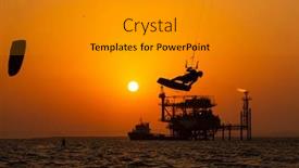  Presentation with extreme - Presentation design enhanced with extreme-sport-kitesurfing-against-offshore background and a gold colored foreground
