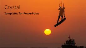  Presentation with extreme - PPT theme with extreme-sport-kitesurfing-against-offshore background and a red colored foreground