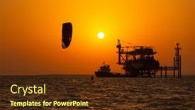 Presentation with extreme - Amazing PPT theme having extreme-sport-kitesurfing-against-offshore backdrop and a tawny brown colored foreground