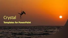  Presentation with sea sun - Beautiful theme featuring extreme-sport-kitesurfing-against-sun backdrop and a tawny brown colored foreground