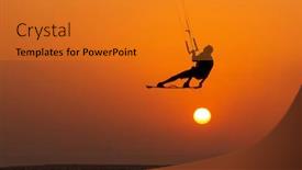  Presentation with sea sun - Colorful slide set enhanced with extreme-sport-kitesurfing-against-sun backdrop and a gold colored foreground
