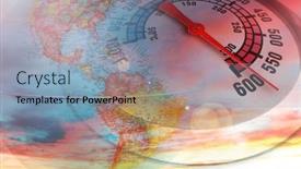  Presentation with climate change - Presentation theme consisting of extreme-temperature-gauge-and-globe background and a light blue colored foreground