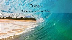  Presentation with blue wave - Colorful theme enhanced with extreme weather - blue wave breaks onto beach backdrop and a light blue colored foreground