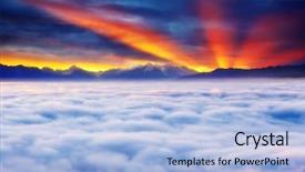  Presentation with mountains fantasy abstract nature landscape - Amazing presentation theme having extreme weather - fantastic foggy landscape glowing backdrop and a light blue colored foreground