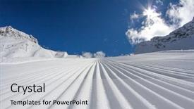  Presentation with tracks - Beautiful slide deck featuring extreme weather - fresh snow groomer tracks backdrop and a light gray colored foreground