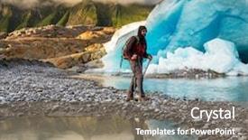  Presentation with glacier - Slides with extreme weather - hike in norway mountains svartisen background and a gray colored foreground