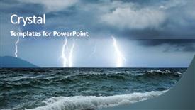  Presentation with weather storm - Beautiful presentation theme featuring extreme weather - ocean storm backdrop and a teal colored foreground