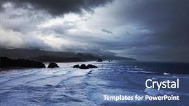  Presentation with weather storm - PPT theme featuring extreme weather - storm on pacific ocean background and a ocean colored foreground
