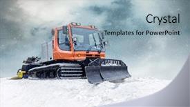  Presentation with tractor - Slide deck with extreme weather - tractor cleaning snow outdoors background and a light blue colored foreground