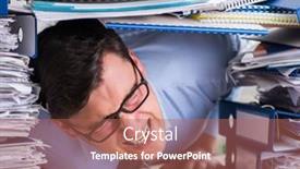  Presentation with busy - PPT theme featuring extremely-busy-businessman-working background and a coral colored foreground