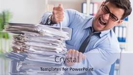  Presentation with busy - Presentation theme with extremely-busy-businessman-working background and a light blue colored foreground