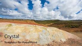  Presentation with geothermal - Colorful slide set enhanced with extremely vivid multicolored land at geothermal area seltun near krysuvik reykjanes peninsula - iceland panoramic photo backdrop and a coral colored foreground