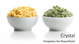  Presentation with carbohydrates carbohydrate pasta rice - PPT layouts having extruder - uncooked spinach gemelli pasta background and a white colored foreground