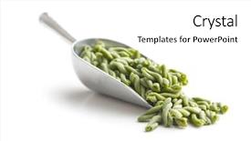  Presentation with whats the scoop - PPT theme featuring extruder - uncooked spinach gemelli pasta background and a white colored foreground