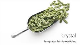  Presentation with spinach - Beautiful slide deck featuring extruder - uncooked spinach gemelli pasta backdrop and a white colored foreground