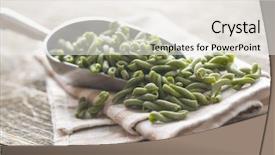  Presentation with spinach - Slides featuring extruder - uncooked spinach gemelli pasta background and a sky blue colored foreground