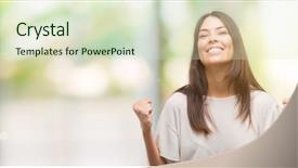  Presentation with beautiful hispanic woman - Presentation design having exuberance - young beautiful hispanic woman screaming background and a soft green colored foreground