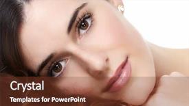  Presentation with beautiful young woman getting face - PPT theme featuring eye brows - beautiful young woman portrait isolated background and a tawny brown colored foreground