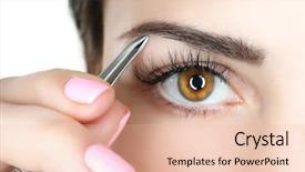  Presentation with young - Presentation theme enhanced with eye brows - young woman plucking eyebrows background and a lemonade colored foreground