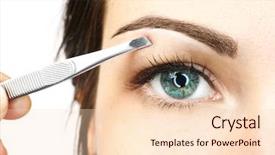  Presentation with woman and drugs - Presentation featuring eye brows - young woman plucking eyebrows background and a lemonade colored foreground