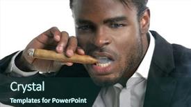  Presentation with black man - Slide deck consisting of eye cancer - african american man smoking cigar background and a  colored foreground