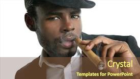  Presentation with cigar - Amazing presentation theme having eye cancer - african american man smoking cigar backdrop and a tawny brown colored foreground