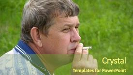  Presentation with cigarette - Slide set having small heron silhouette against the early morning sky background and a mint green colored foreground