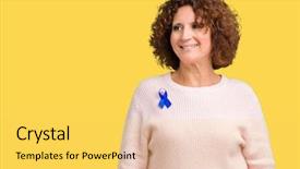  Presentation with skin color natural - Amazing presentation design having eye cancer - middle ager senior woman wearing backdrop and a yellow colored foreground