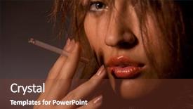  Presentation with cigarette - Cool new presentation design with eye cancer - portrait of beautiful woman smoking backdrop and a tawny brown colored foreground