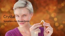  Presentation with cigarette te dent - Beautiful PPT theme featuring eye cancer - pretty blonde breaking cigarette backdrop and a coral colored foreground