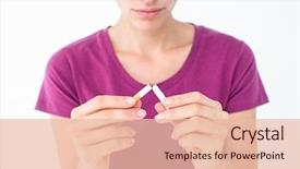  Presentation with breaking free - Audience pleasing presentation design consisting of eye cancer - pretty woman breaking a cigarette backdrop and a lemonade colored foreground