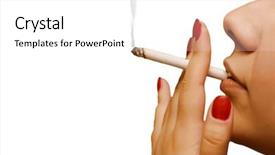  Presentation with cancer - Cool new presentation design with eye cancer - woman smoking the cigarette isolated backdrop and a white colored foreground