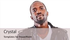  Presentation with black man - Beautiful presentation theme featuring eye cancer - young black stylish man isolated backdrop and a light gray colored foreground