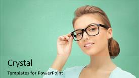  Presentation with eye care - Theme featuring eye care - education school people and vision background and a mint green colored foreground