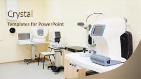  Presentation with machine vision - PPT layouts consisting of eye care - image of test vision machine background and a cream colored foreground