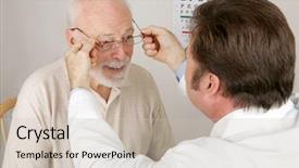  Presentation with eye care - PPT layouts with eye care - optician putting a new pair background and a soft green colored foreground