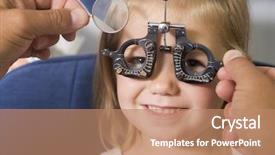  Presentation with optometrist - Presentation theme enhanced with eye care - optometrist in exam room background and a coral colored foreground